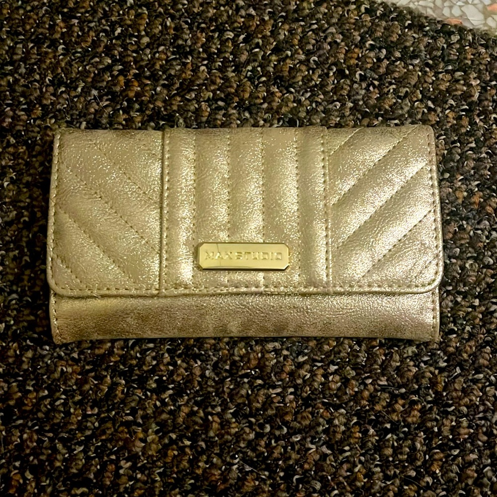 Max Studio gold tone color wallet Like New